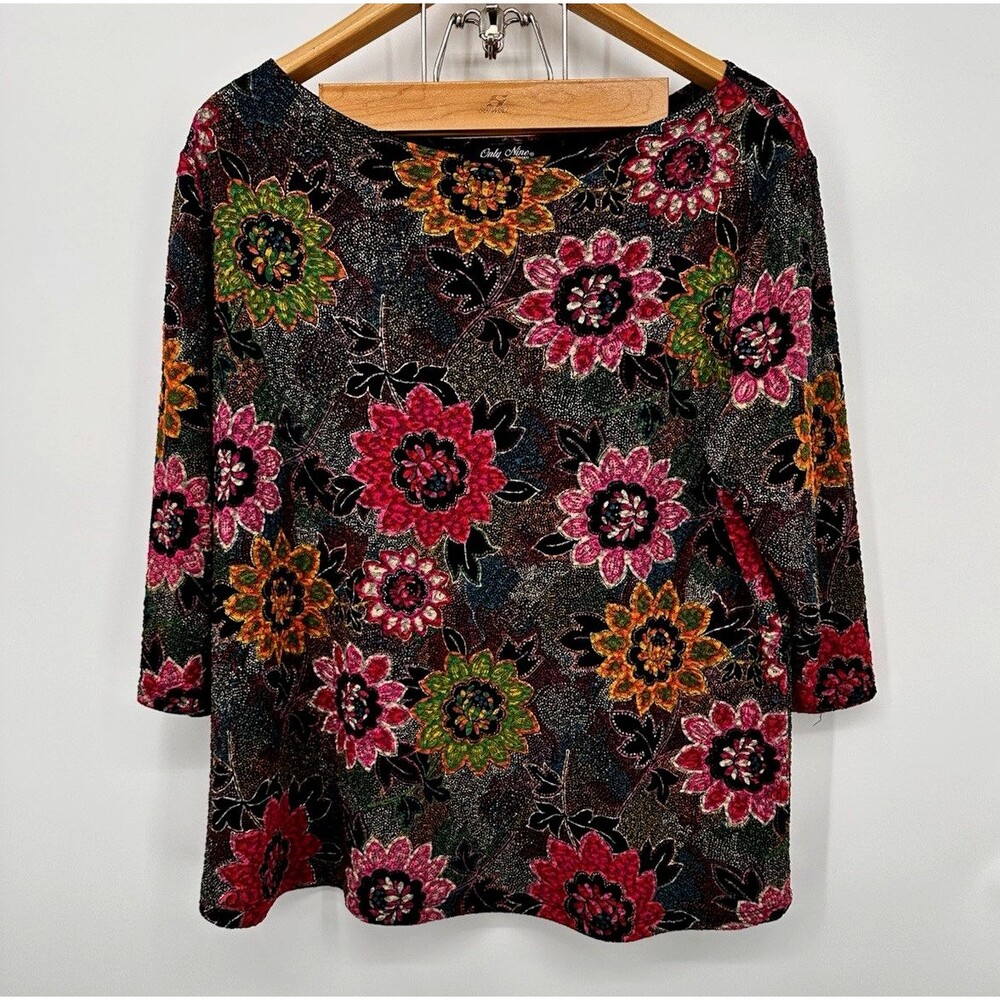 Vintage Y2K Fairycore Boho Fairy Grunge Hippie Brown Velvet Floral Blouse 2X